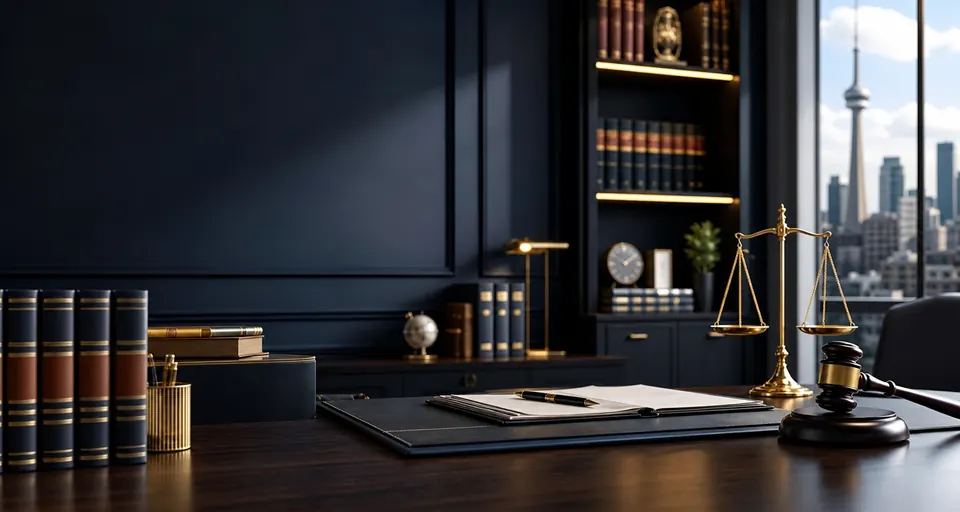 Modern legal consultation office with navy and gold styling